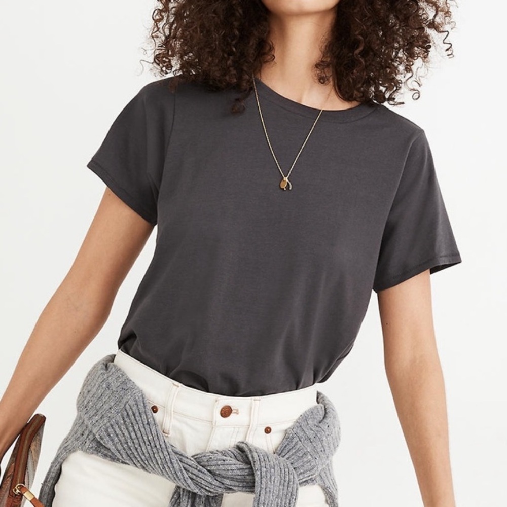 Madewell Supima Cotton Essential Tee Size XS gray shirt MB136